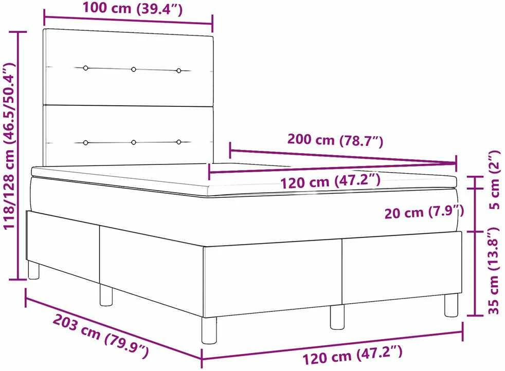 Kiemas lova su LED juostelėmis Tortora 120 x 200 cm audinys