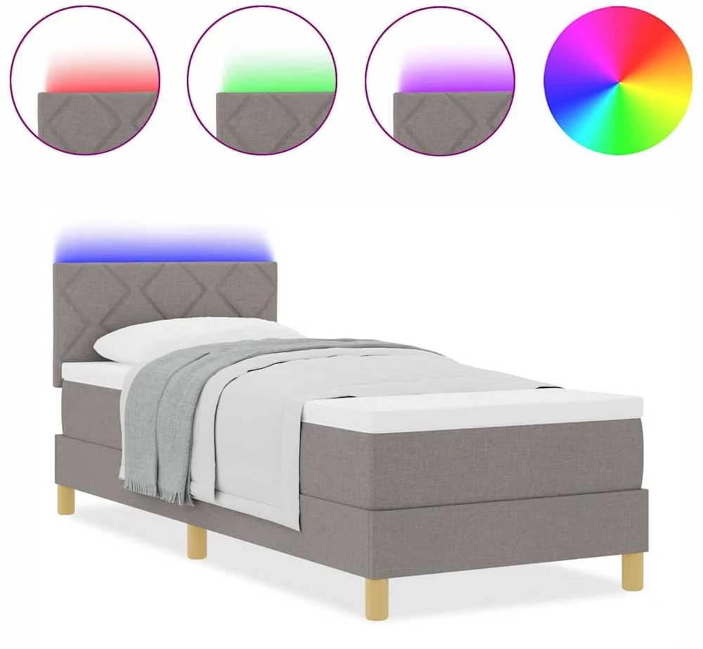 LED Čiužinio Lova su galvūgalio Taupe 80 x 200 cm audinys