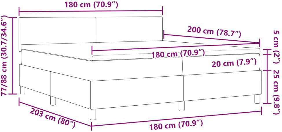 LED Čiužinio Lova Tamsiai pilka ir balta 180 x 200 cm