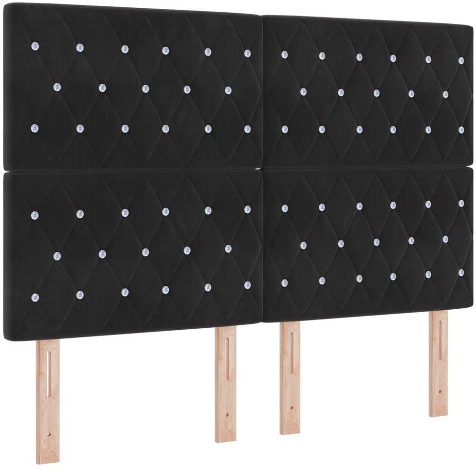 Kiemas lova su galvūgalio Juoda 200 x 140 cm Aksomas