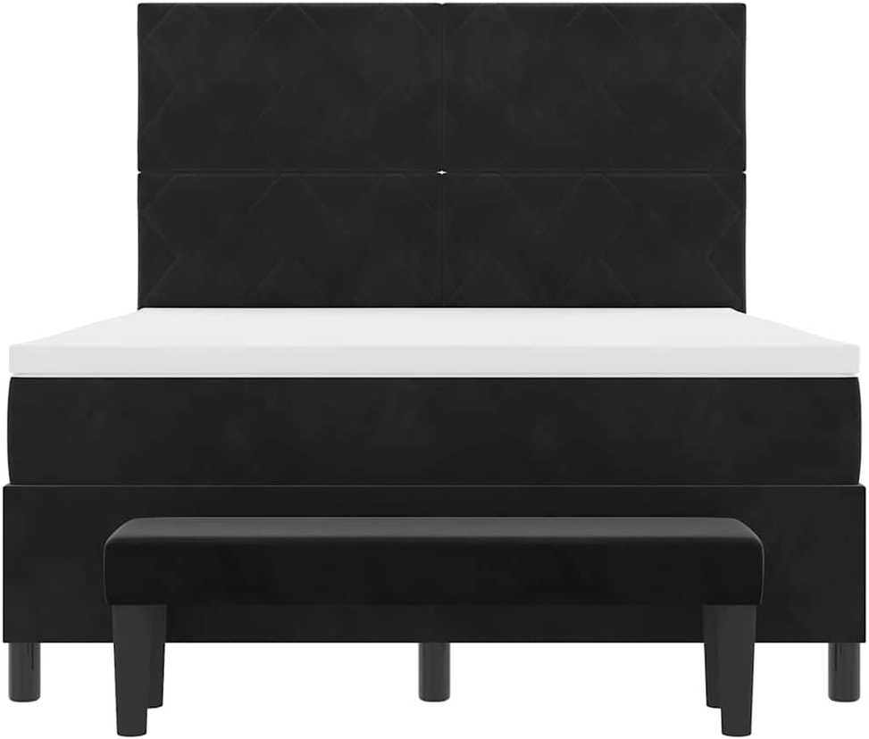 Kiemas lova su galvūgalio Juoda 200 x 140 cm Aksomas