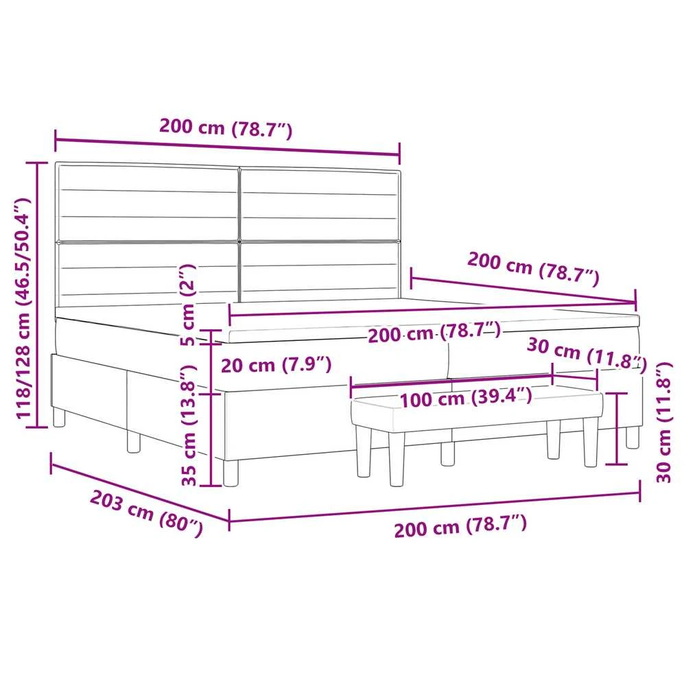 Kiemas lova su čiužiniu Tamsiai pilka 200 x 200 cm audinys