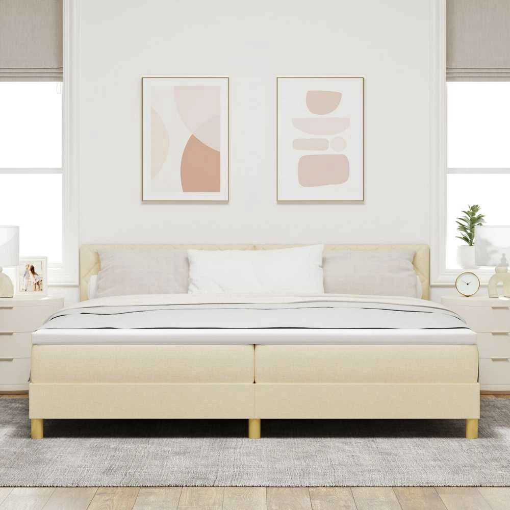 Kiemas lova su pagalve Kreminė 200 x 200 cm audinys