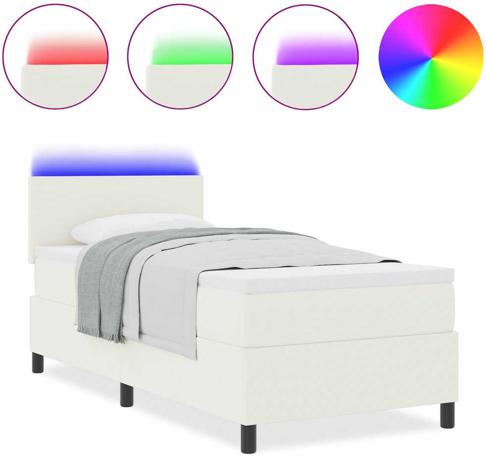 LED Čiužinio Lova su galvūgalio Kremas ir balta 80 x 200 cm