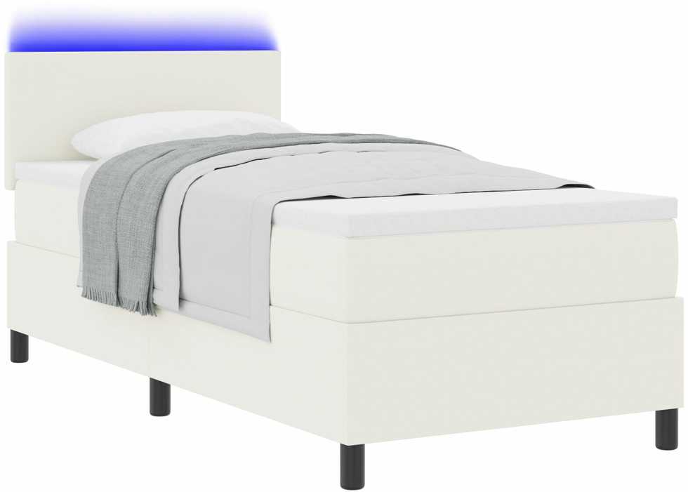 LED Čiužinio Lova su galvūgalio Kremas ir balta 80 x 200 cm