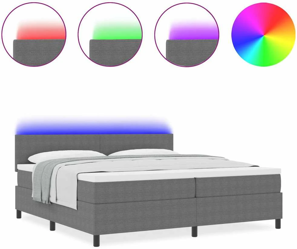 LED Čiužinio Lova Šviesiai pilka ir balta. 200 x 200 cm