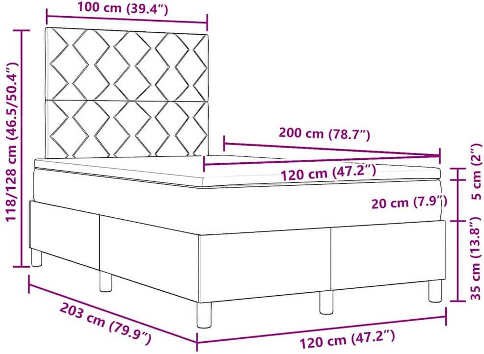 Kiemas lova su LED juostelėmis Tortora 120 x 200 cm audinys