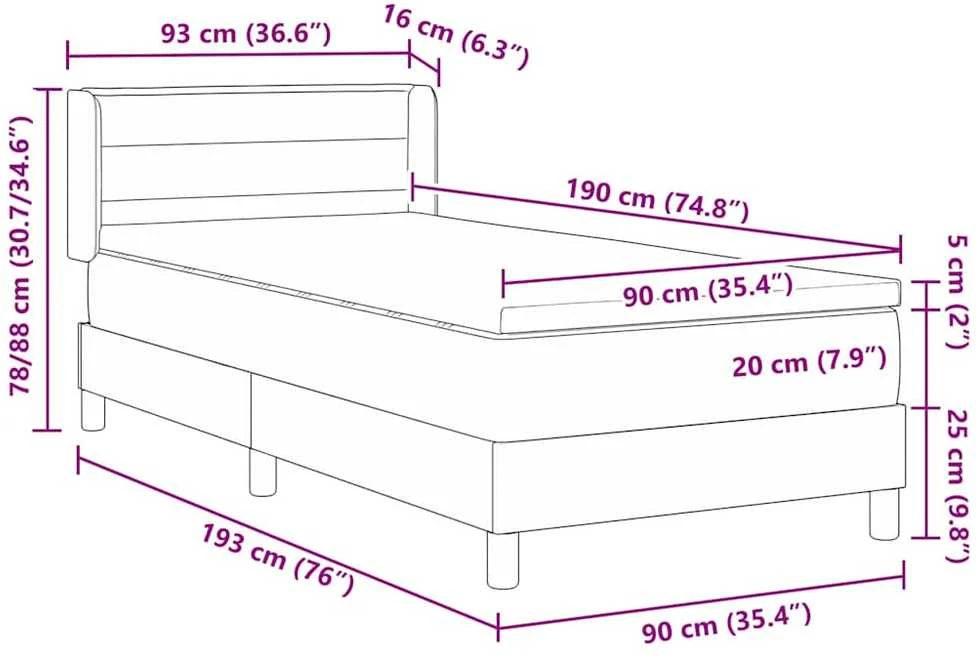 Kiemas lova su pagalve Tamsiai pilka 190 x 90 cm audinys
