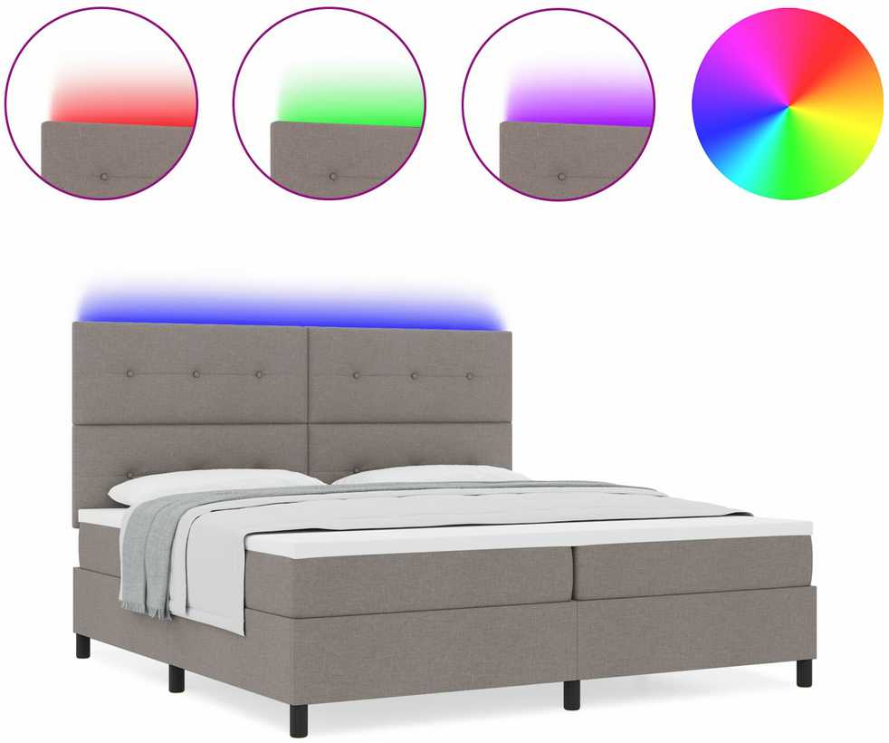 Kiemas lova su LED juostelėmis Tortora 200 x 200 cm audinys
