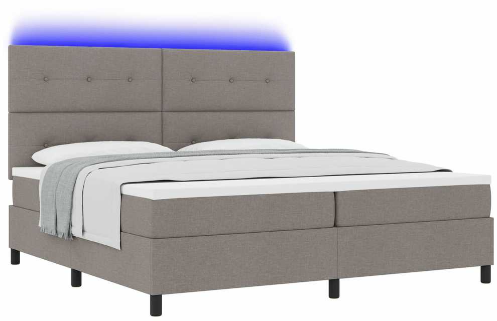 Kiemas lova su LED juostelėmis Tortora 200 x 200 cm audinys