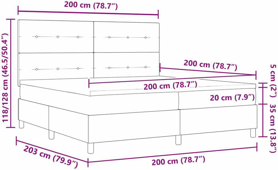 Kiemas lova su LED juostelėmis Tortora 200 x 200 cm audinys