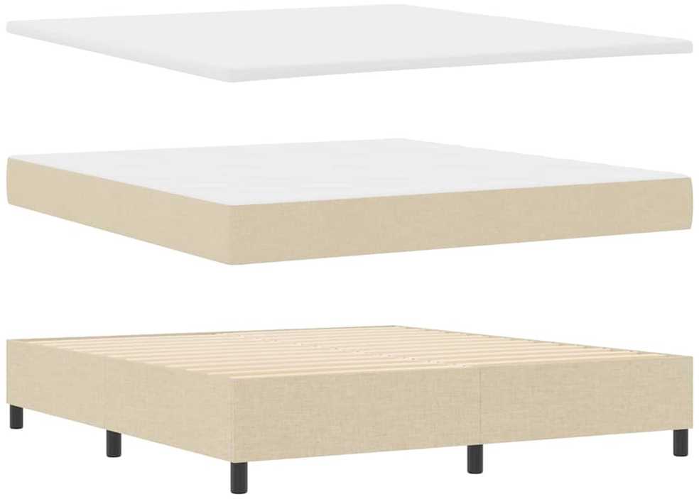 Kiemas lova su LED juostelėmis Kreminė 180 x 200 cm audinys