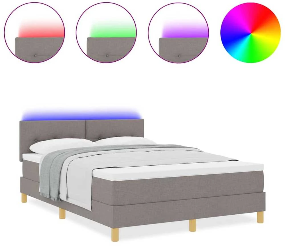 LED Čiužinio Lova su galvūgalio Taupe 160 x 200 cm audinys