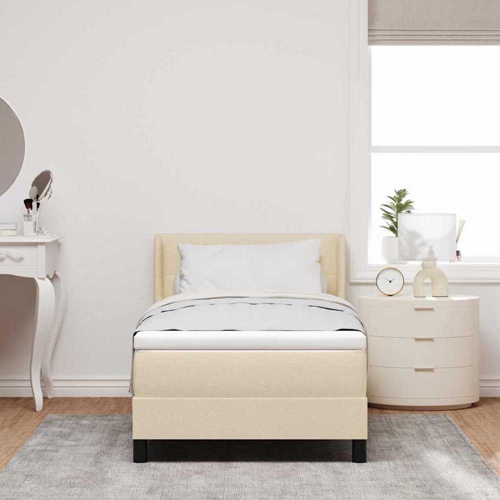 Spyruoklinė lova su čiužiniu su čiužiniu Kreminė 100 x 200 cm