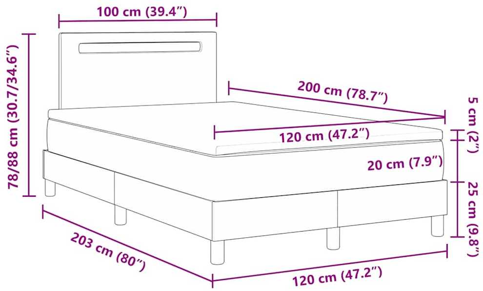 Kiemas lova su čiužiniu Pilka 120 x 200 cm Dirbtinė oda