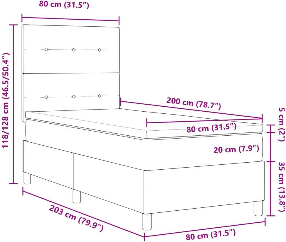 Kiemas lova su galvūgalio Tamsiai rudas 80 x 200 cm audinys