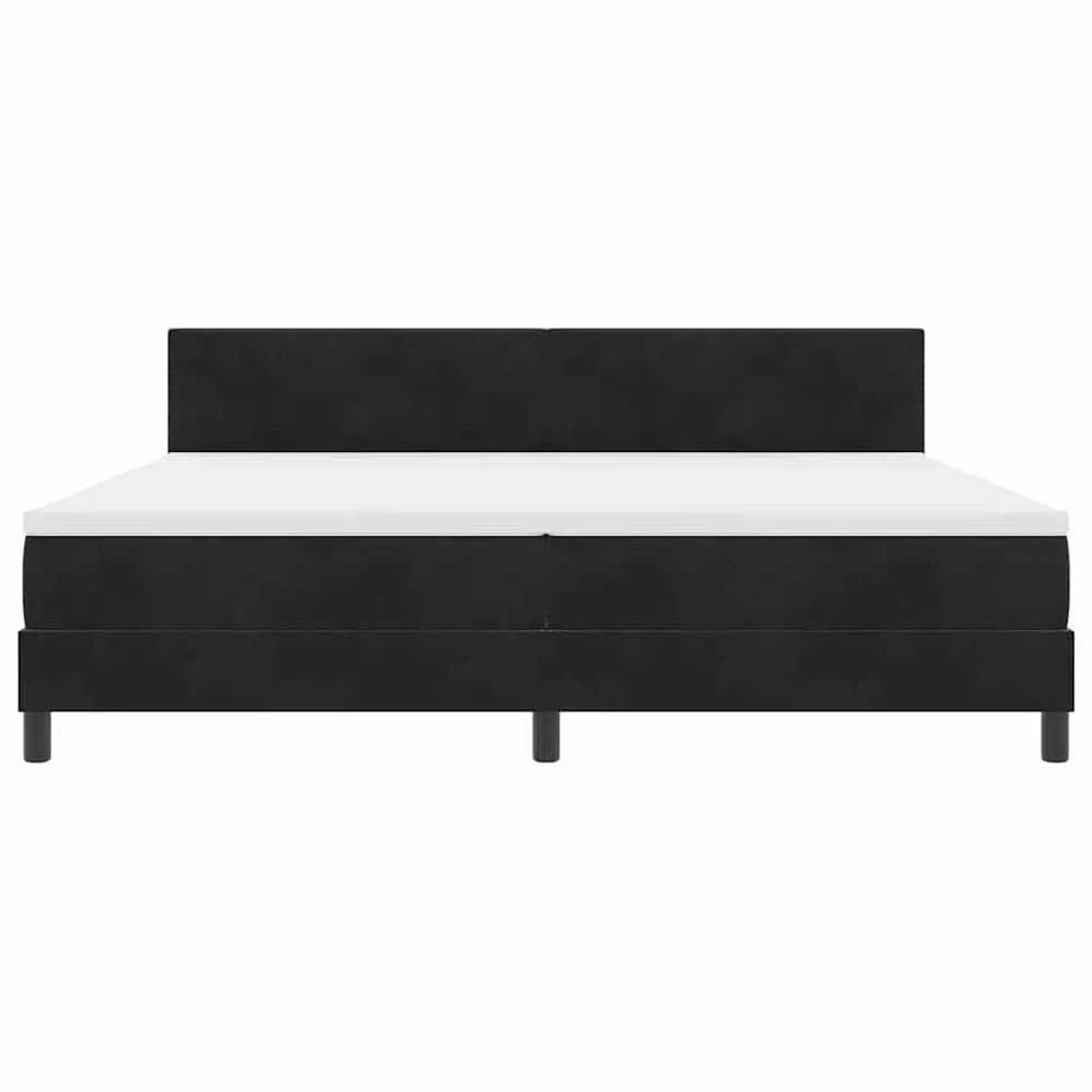 LED Čiužinio Lova su galvūgalio Juoda 200 x 200 cm Aksomas