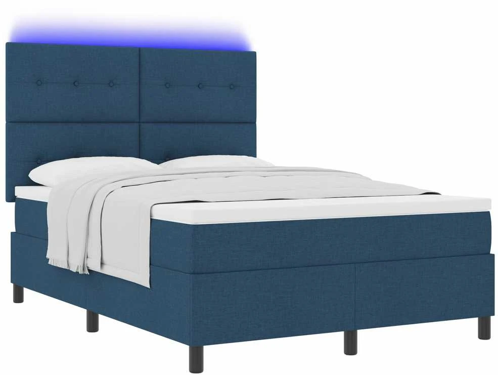 Kiemas lova su LED juostelėmis Mėlyna 160 x 200 cm audinys