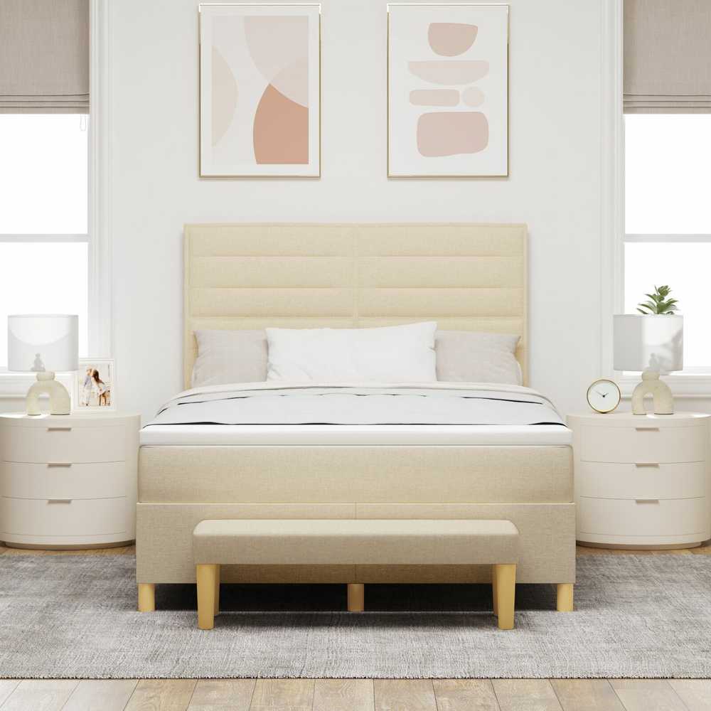 Kiemas lova su galvūgalio Kreminė 200 x 140 cm audinys