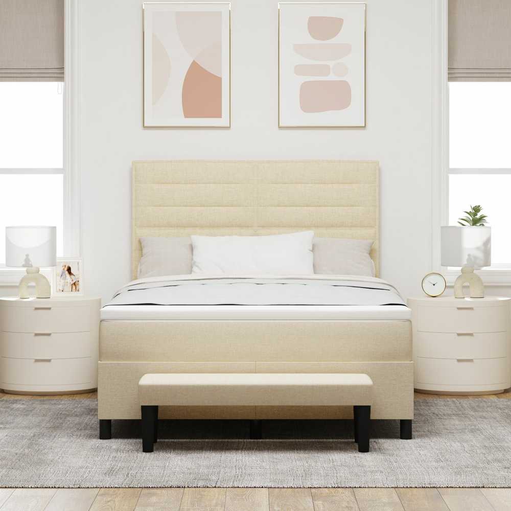 Kiemas lova su galvūgalio Kreminė 160 x 200 cm audinys