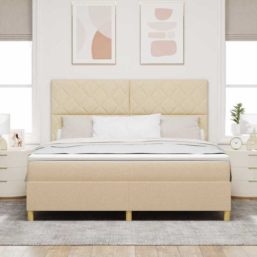 Kiemas lova su galvūgalio Kreminė 180 x 200 cm audinys