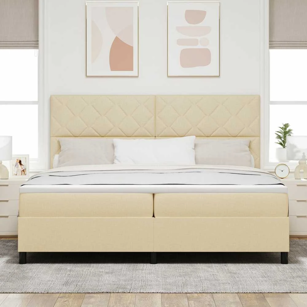 Kiemas lova su galvūgalio Kreminė 200 x 200 cm audinys