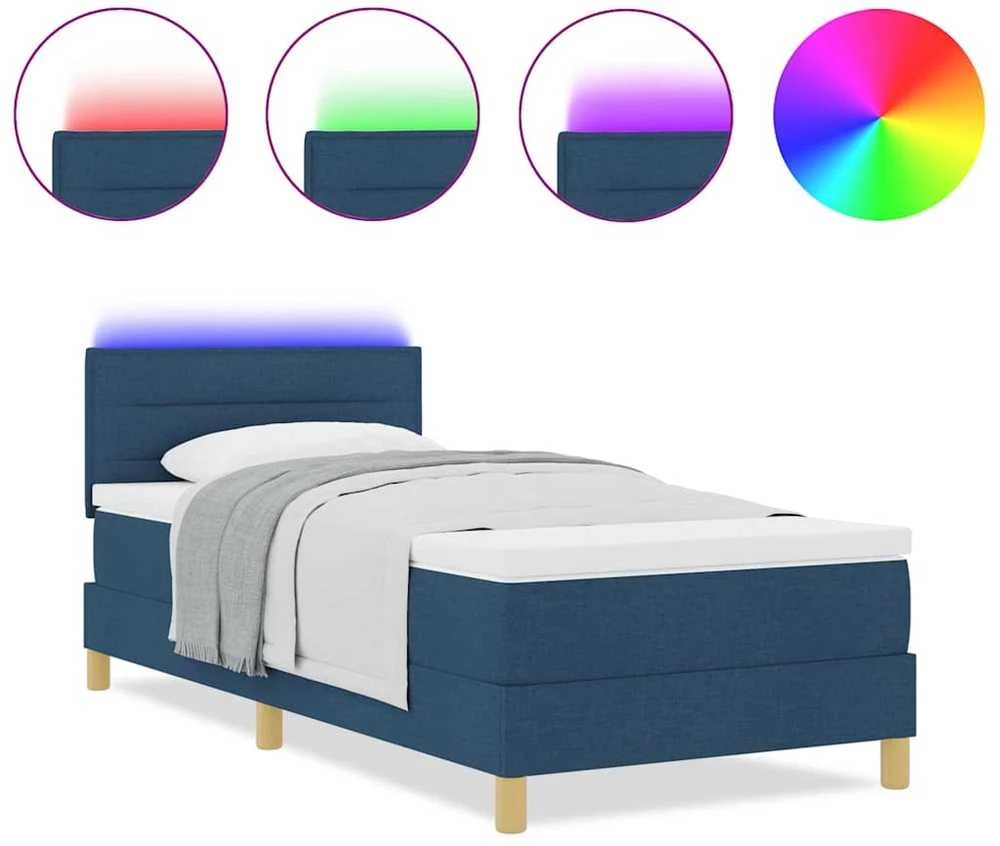 LED Čiužinio Lova su galvūgalio Mėlyna 100 x 200 cm audinys