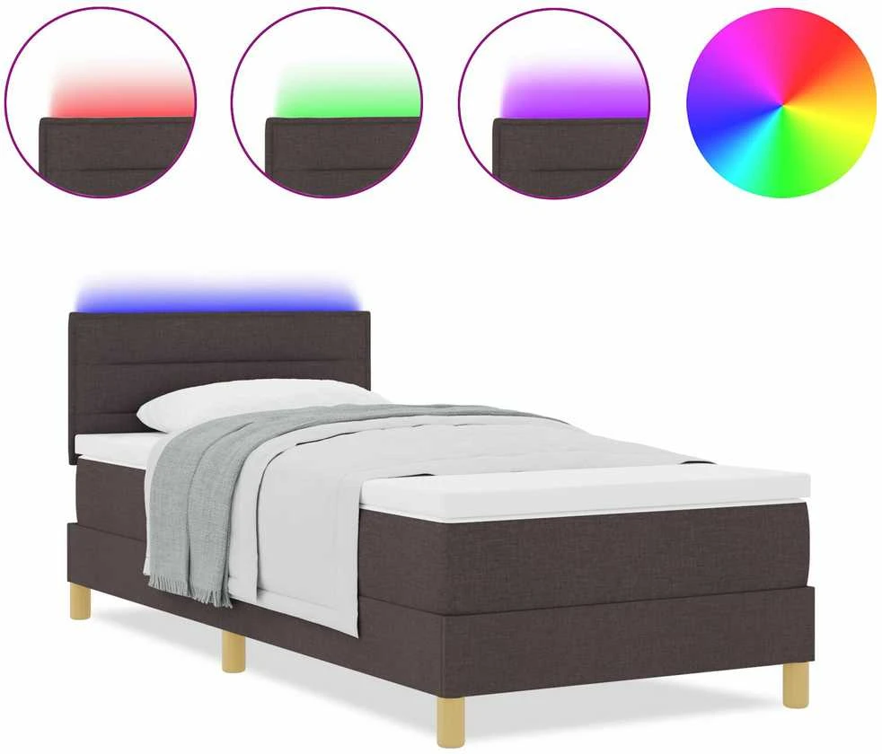 LED Čiužinio Lova Tamsiai rudas 90 x 190 cm audinys