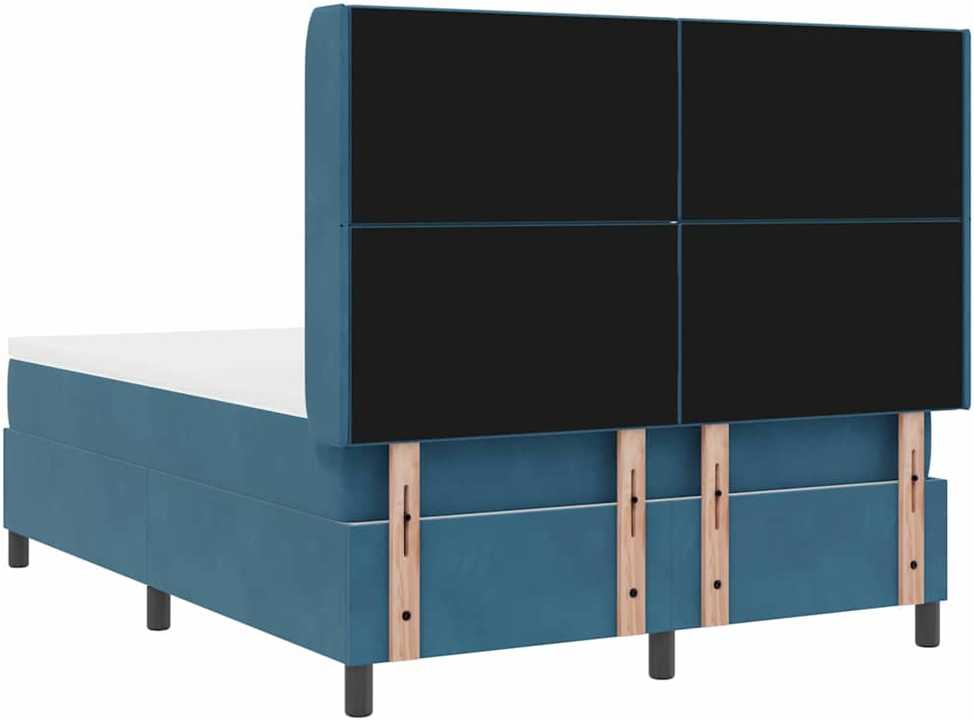 Kiemas lova su LED juostelėmis Mėlyna 140 x 190 cm Aksomas