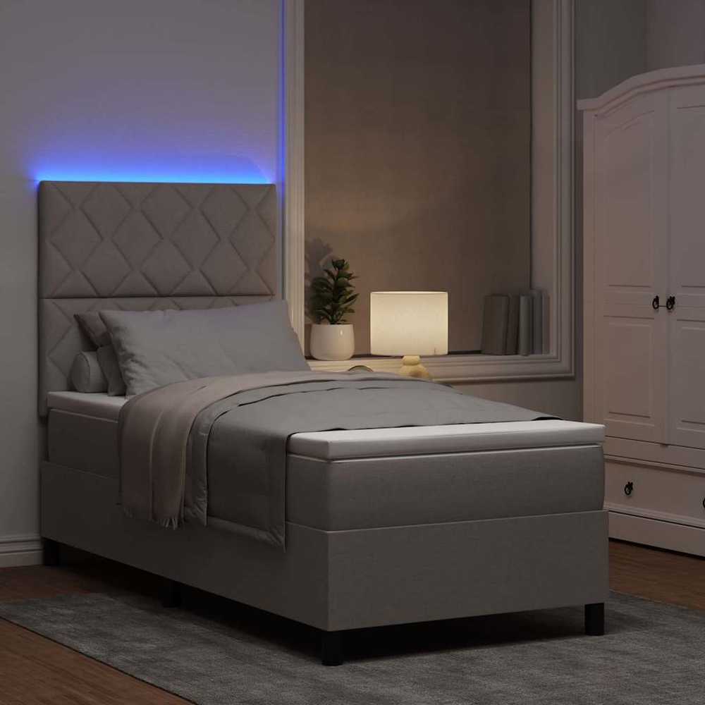 Kiemas lova su LED juostelėmis Tortora 90 x 200 cm audinys