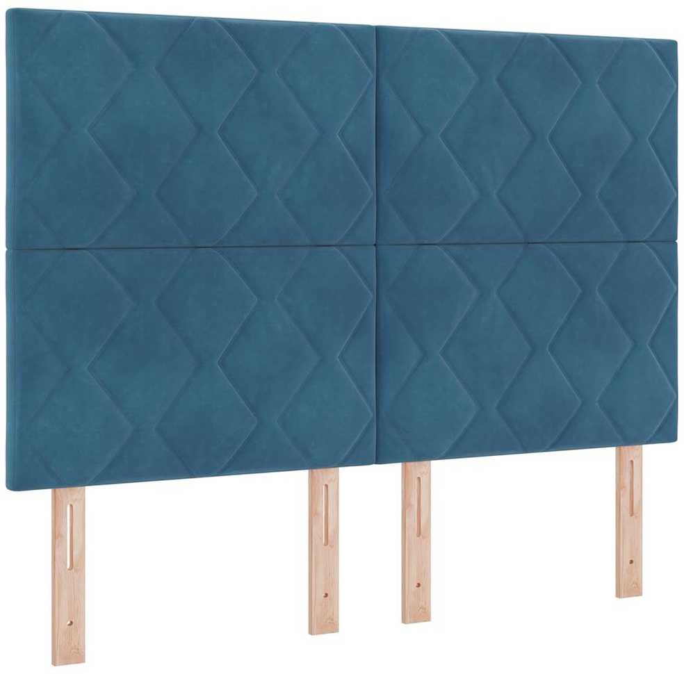 Kiemas lova su LED juostelėmis Mėlyna 140 x 190 cm Aksomas