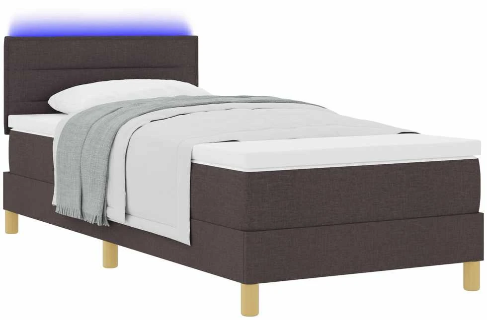 LED Čiužinio Lova Tamsiai rudas 90 x 190 cm audinys