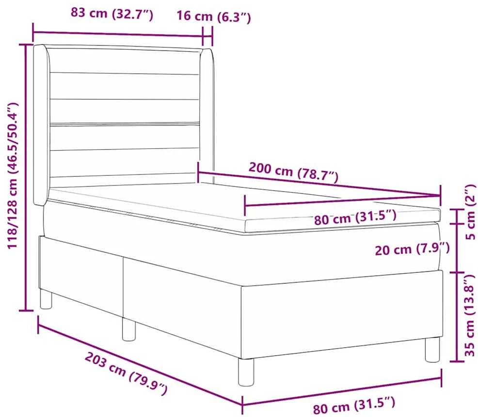 Kiemas lova su pagalve Šviesiai pilka 200 x 80 cm audinys