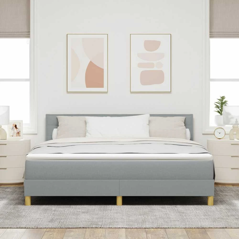 Kiemas lova su pagalve Šviesiai pilka 180 x 200 cm audinys
