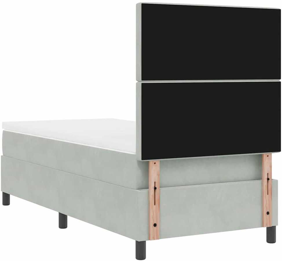Kiemas lova su čiužiniu Šviesiai pilka 90 x 200 cm Aksomas