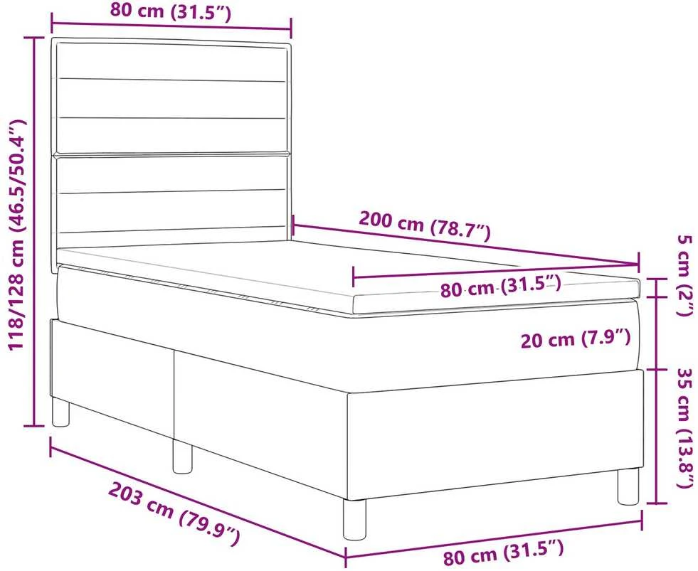 Kiemas lova su čiužiniu Šviesiai pilka 80 x 200 cm audinys