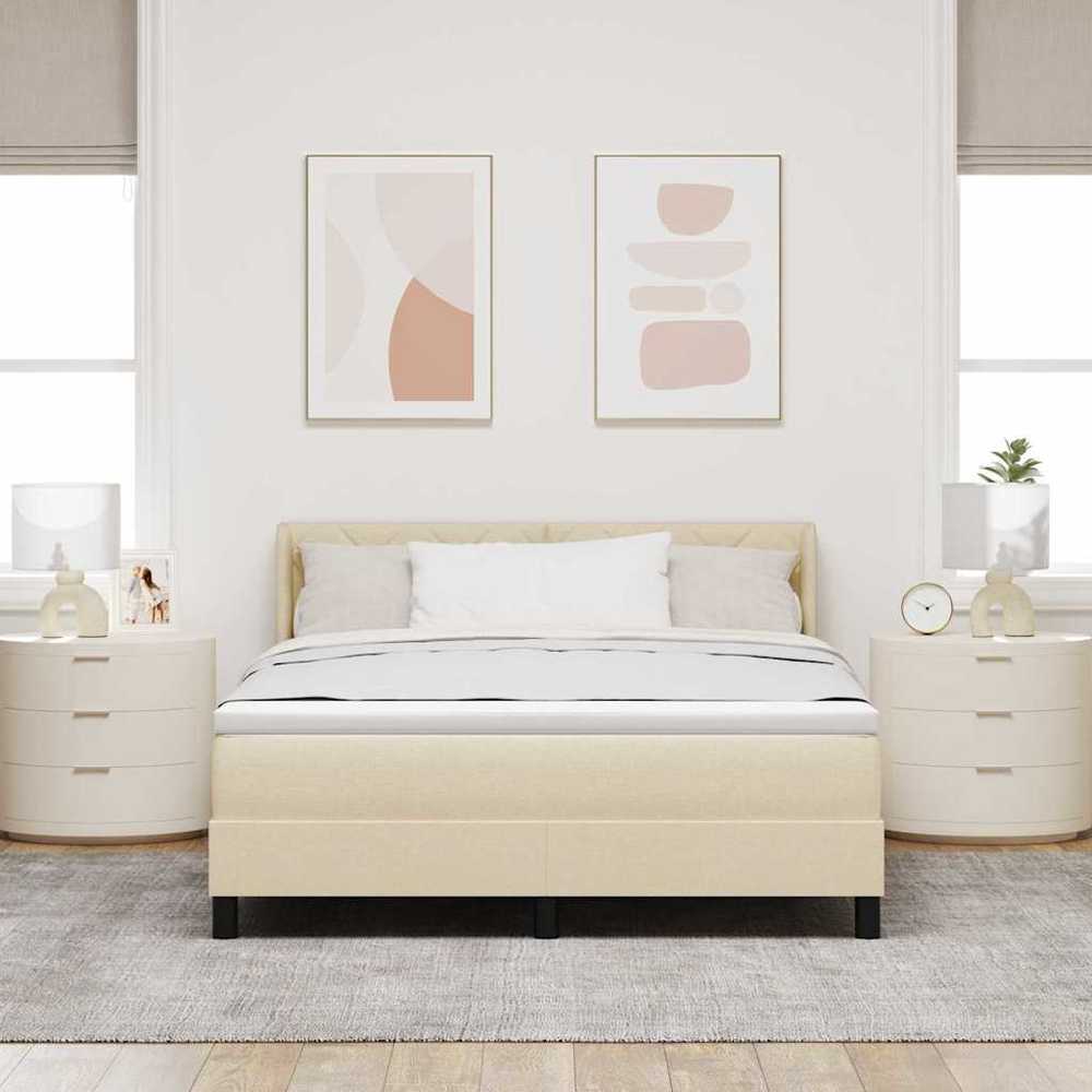 Spyruoklinė lova su čiužiniu su čiužiniu Kreminė 140 x 190 cm