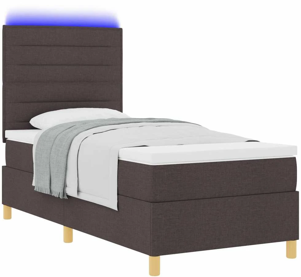 LED Čiužinio Lova Tamsiai rudas 100 x 200 cm audinys