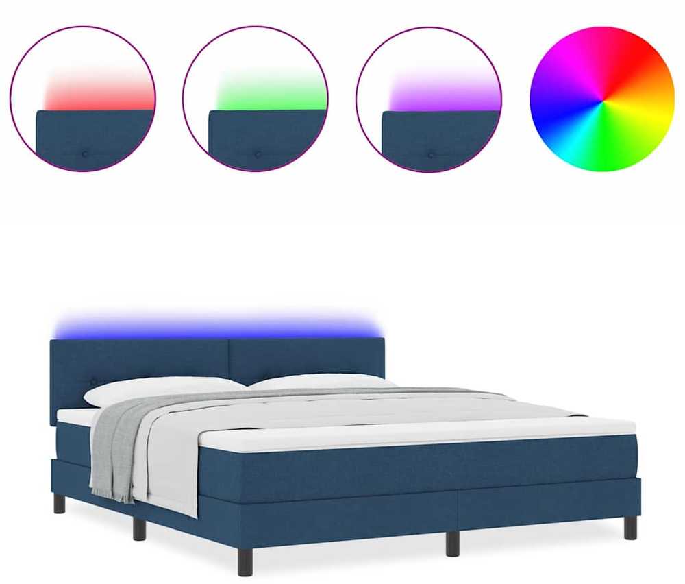 Kiemas lova su LED juostelėmis Mėlyna 180 x 200 cm audinys