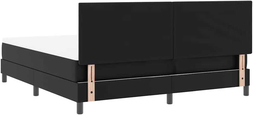 Kiemas lova su LED juostelėmis Juoda 180 x 200 cm Dirbtinė oda