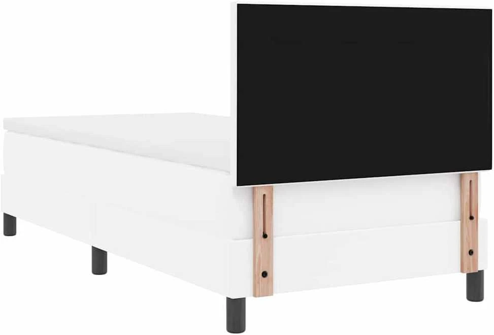Kiemas lova su LED juostelėmis Balta 100 x 200 cm Dirbtinė oda