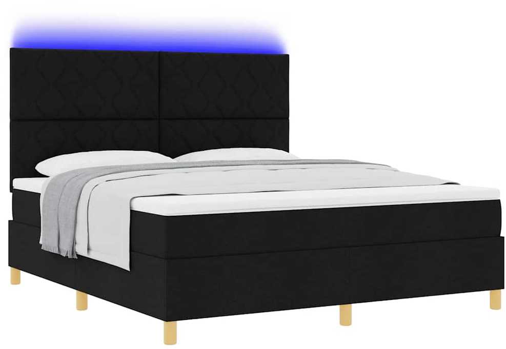 LED Čiužinio Lova su galvūgalio Juoda 180 x 200 cm audinys