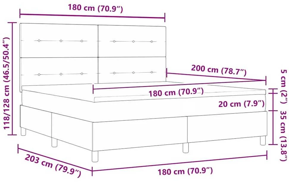 LED Čiužinio Lova Šviesiai pilka 180 x 200 cm audinys