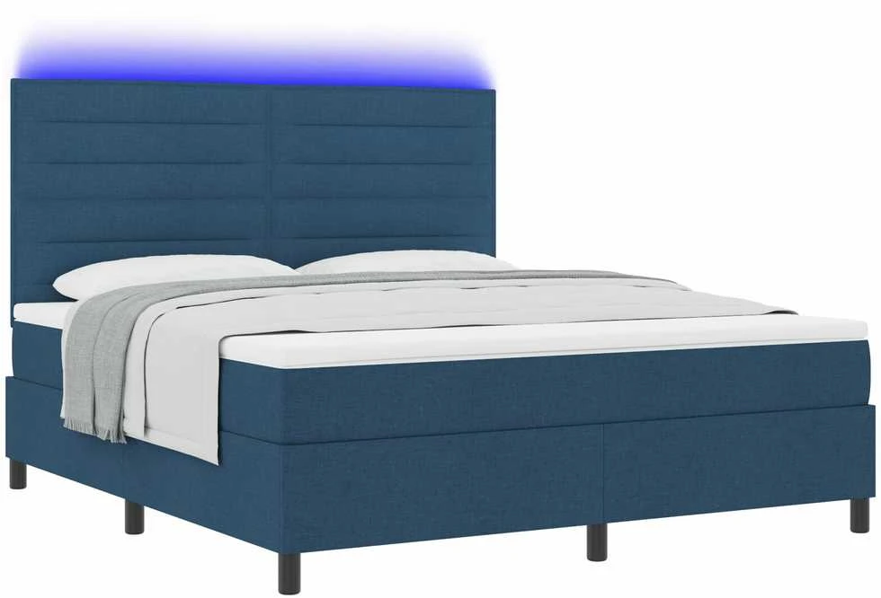 Kiemas lova su čiužiniu su LED Mėlyna 180 x 200 cm audinys