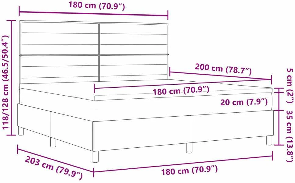 Kiemas lova su čiužiniu su LED Mėlyna 180 x 200 cm audinys