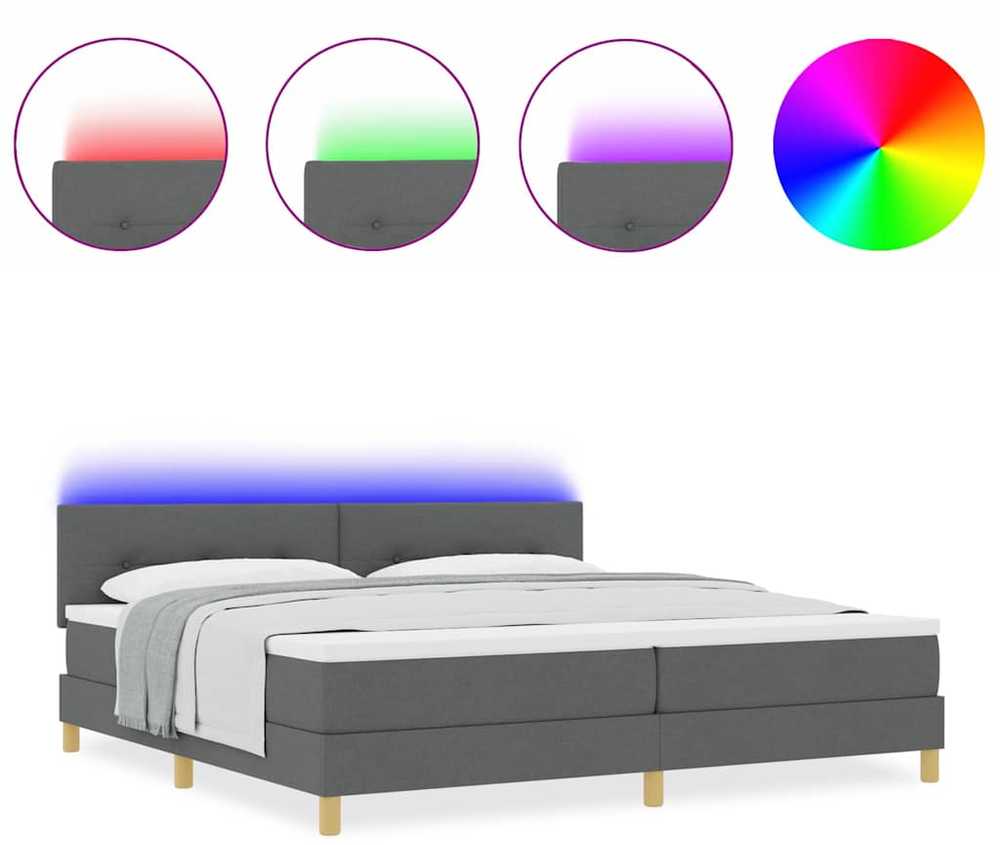 LED Čiužinio Lova Tamsiai pilka 200 x 200 cm audinys