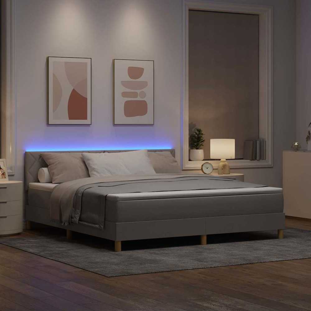 LED Čiužinio Lova su galvūgalio Taupe 180 x 200 cm audinys