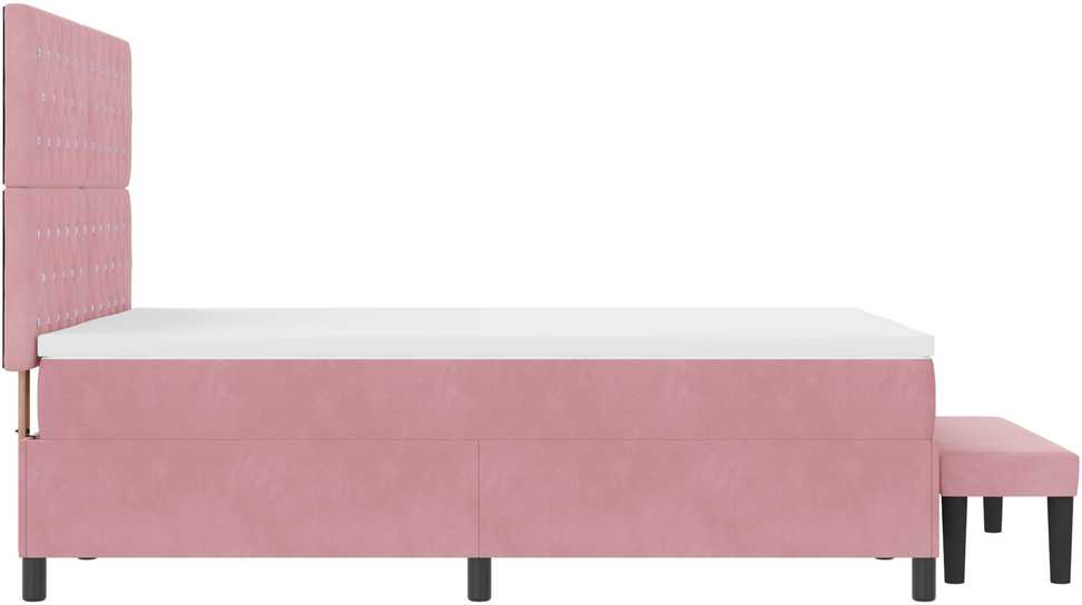 Kiemas lova su galvūgalio Rožinė 200 x 140 cm Aksomas