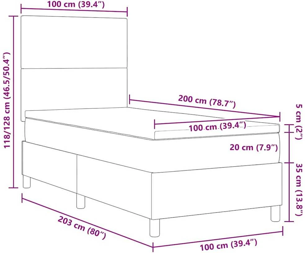 LED Čiužinio Lova su galvūgalio Kremas ir balta 100 x 200 cm