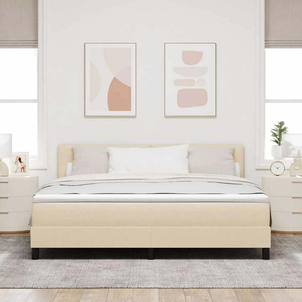 Kiemas lova su galvūgalio Kreminė 180 x 200 cm audinys